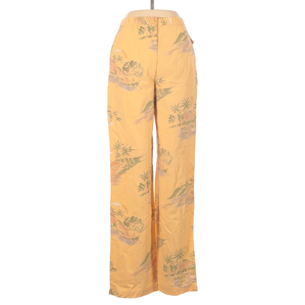 Vintage Talbots Printed Patterned Tropical Yellow Pants